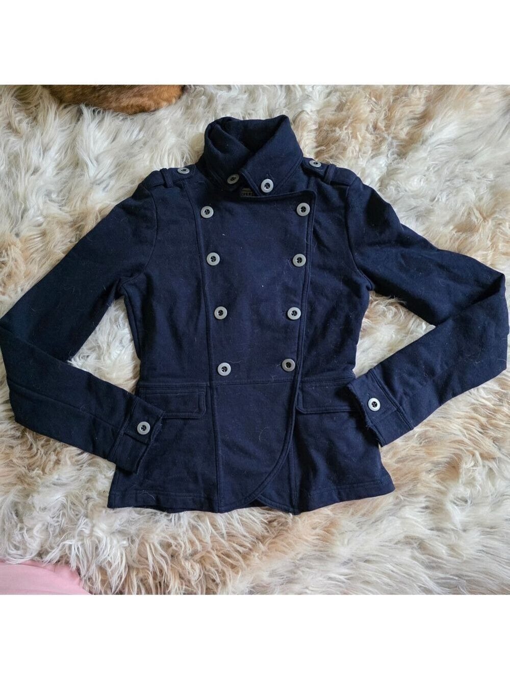 Converse Women's Navy Pea Coat Double Breasted